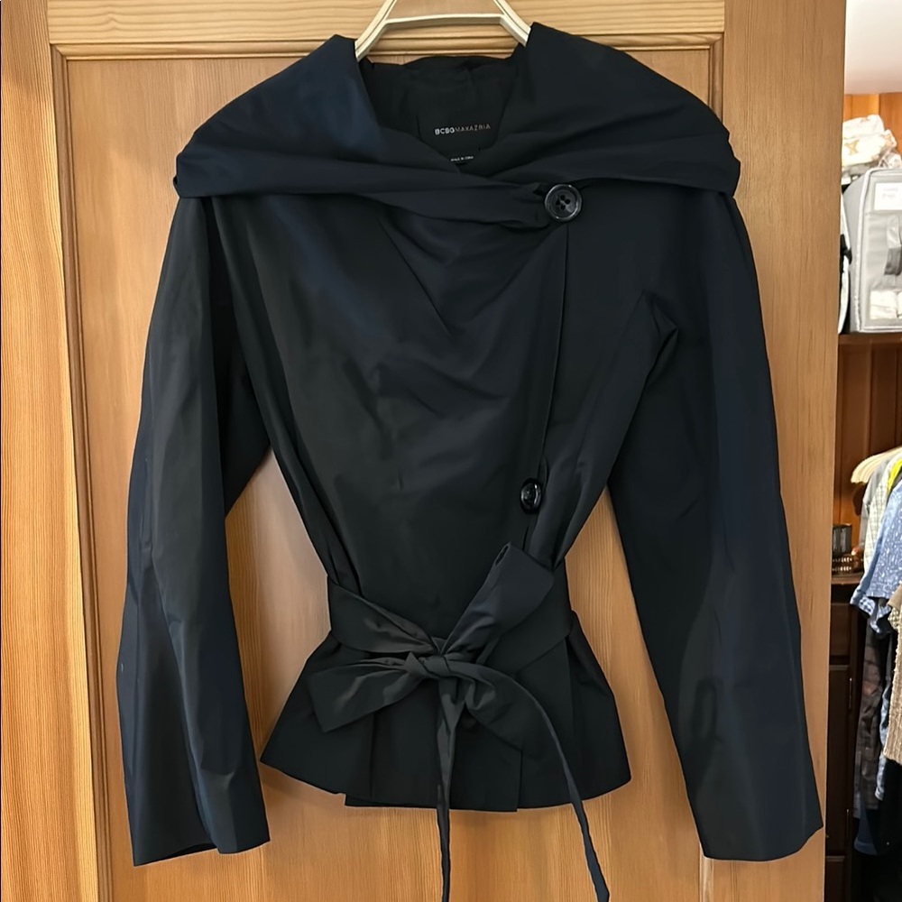 BCBG BLACK (TFN80225) L-SLEEVE HOODED TAFFETA JACKET